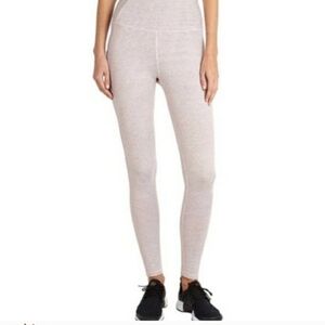 Danskin Womens Pink White Stripe Dusty Rose High Rise Fit Yoga Leggings Size S